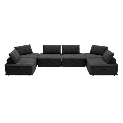 Ensemble de canapés carrés modulaires surdimensionnés en chenille, 6 pièces, avec coussins en mousse haute densité, combinaison libre