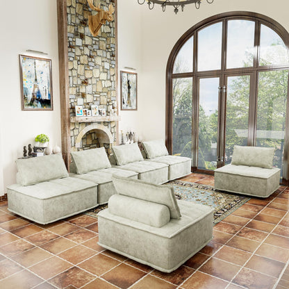 Ensemble de canapés carrés modulaires surdimensionnés en chenille, 6 pièces, avec coussins en mousse haute densité, combinaison libre