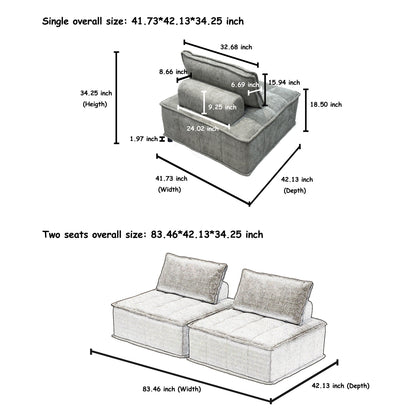 Ensemble de canapés carrés modulaires surdimensionnés en chenille, 6 pièces, avec coussins en mousse haute densité, combinaison libre
