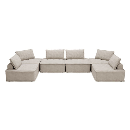 Ensemble de canapés carrés modulaires surdimensionnés en chenille, 6 pièces, avec coussins en mousse haute densité, combinaison libre