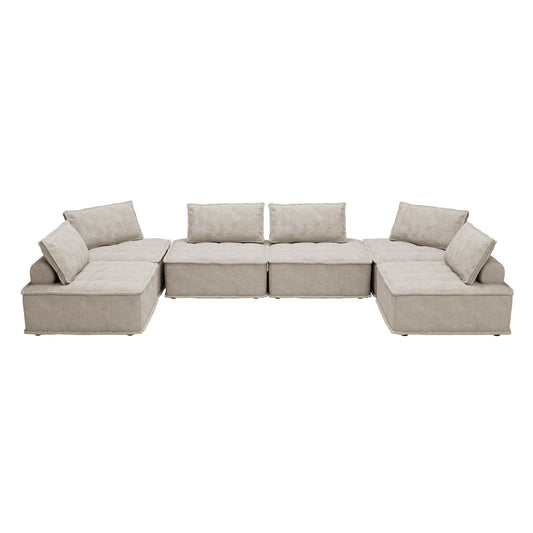 Ensemble de canapés carrés modulaires surdimensionnés en chenille, 6 pièces, avec coussins en mousse haute densité, combinaison libre