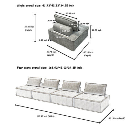 Ensemble de canapés carrés modulaires surdimensionnés en chenille, 6 pièces, avec coussins en mousse haute densité, combinaison libre