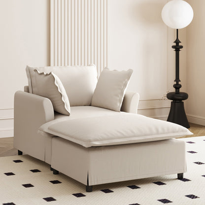 Canapé-lit simple en chenille surdimensionné avec repose-pieds amovible pour salon et chambre à coucher