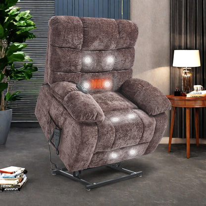 Fauteuil inclinable électrique surdimensionné en chenille avec massage et chauffage lombaire, port de charge, inclinaison à 180°