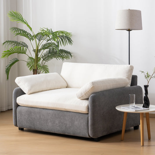 Fauteuil d'appoint simple surdimensionné en chenille, siège large et profond, avec coussins décoratifs par Harper&amp;Bright Designs