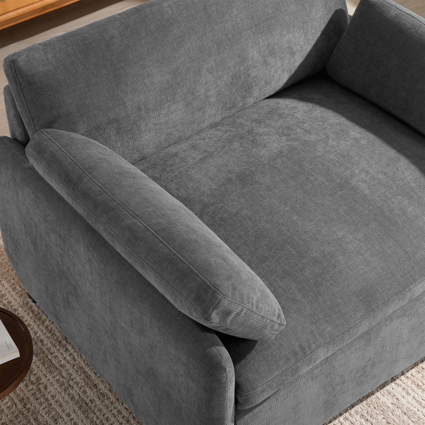 Fauteuil d'appoint simple surdimensionné en chenille, siège large et profond, avec coussins décoratifs par Harper&amp;Bright Designs