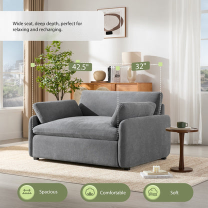 Fauteuil d'appoint simple surdimensionné en chenille, siège large et profond, avec coussins décoratifs par Harper&amp;Bright Designs