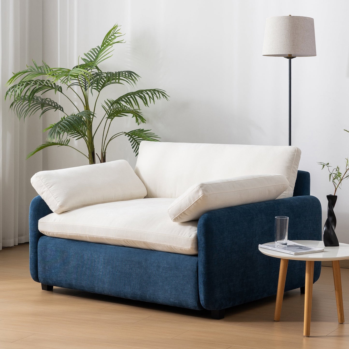 Fauteuil d'appoint simple surdimensionné en chenille, siège large et profond, avec coussins décoratifs par Harper&amp;Bright Designs
