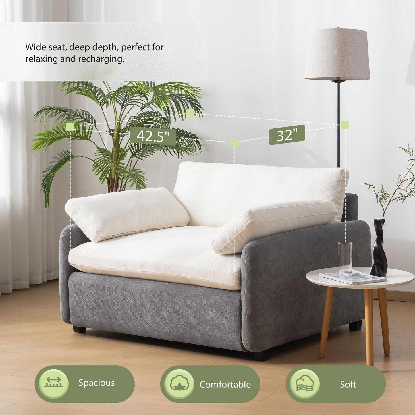 Fauteuil simple surdimensionné en chenille
