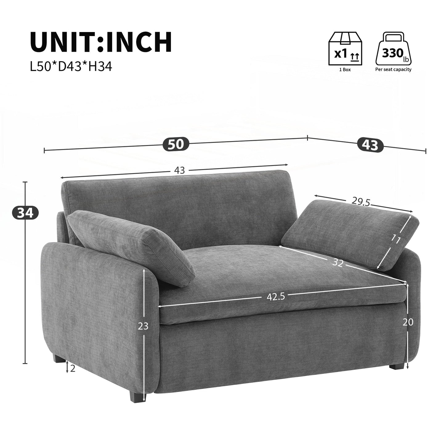 Fauteuil simple surdimensionné en chenille