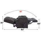 Fauteuil inclinable massant électrique surdimensionné en chenille avec chauffage lombaire et massage, position à plat à 180°