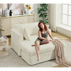 Fauteuil inclinable surdimensionné en velours côtelé, fauteuil à siège profond, canapé simple rembourré et épais avec oreiller et pouf