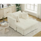Fauteuil inclinable surdimensionné en velours côtelé, fauteuil à siège profond, canapé simple rembourré et épais avec oreiller et pouf