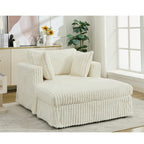 Fauteuil inclinable surdimensionné en velours côtelé, fauteuil à siège profond, canapé simple rembourré et épais avec oreiller et pouf