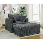 Fauteuil inclinable surdimensionné en velours côtelé, fauteuil à siège profond, canapé simple rembourré et épais avec oreiller et pouf