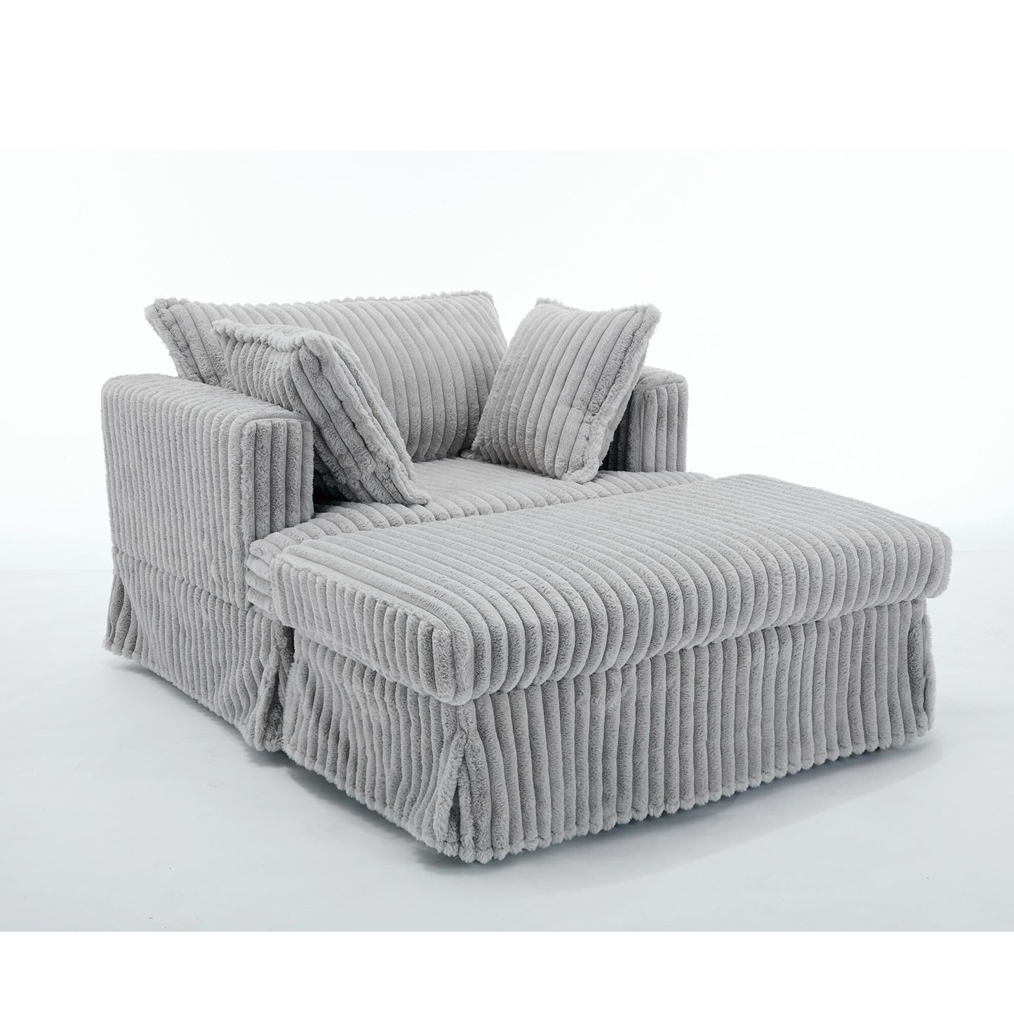 Fauteuil inclinable surdimensionné en velours côtelé, fauteuil à siège profond, canapé simple rembourré et épais avec oreiller et pouf