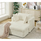 Fauteuil inclinable surdimensionné en velours côtelé, fauteuil à siège profond, canapé simple rembourré et épais avec oreiller et pouf