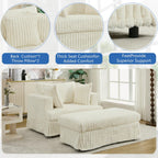 Fauteuil inclinable surdimensionné en velours côtelé, fauteuil à siège profond, canapé simple rembourré et épais avec oreiller et pouf