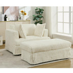 Fauteuil inclinable surdimensionné en velours côtelé, fauteuil à siège profond, canapé simple rembourré et épais avec oreiller et pouf