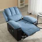 Fauteuil inclinable électrique surdimensionné en velours côtelé avec massage par vibrations, chauffage lombaire et poches latérales