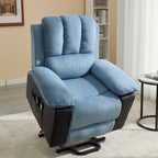 Fauteuil inclinable électrique surdimensionné en velours côtelé avec massage par vibrations, chauffage lombaire et poches latérales