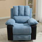 Fauteuil inclinable électrique surdimensionné en velours côtelé avec massage par vibrations, chauffage lombaire et poches latérales