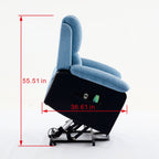 Fauteuil inclinable électrique surdimensionné en velours côtelé avec massage par vibrations, chauffage lombaire et poches latérales