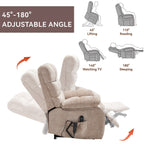 Fauteuil inclinable électrique surdimensionné à deux moteurs, positions infinies, avec massage en 8 points et chauffage lombaire, télécommande électrique
