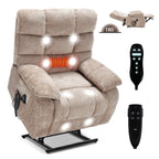 Fauteuil inclinable électrique surdimensionné à deux moteurs, positions infinies, avec massage en 8 points et chauffage lombaire, télécommande électrique