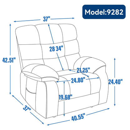 Fauteuil inclinable électrique surdimensionné à deux moteurs, positions infinies, avec massage en 8 points et chauffage lombaire, télécommande électrique