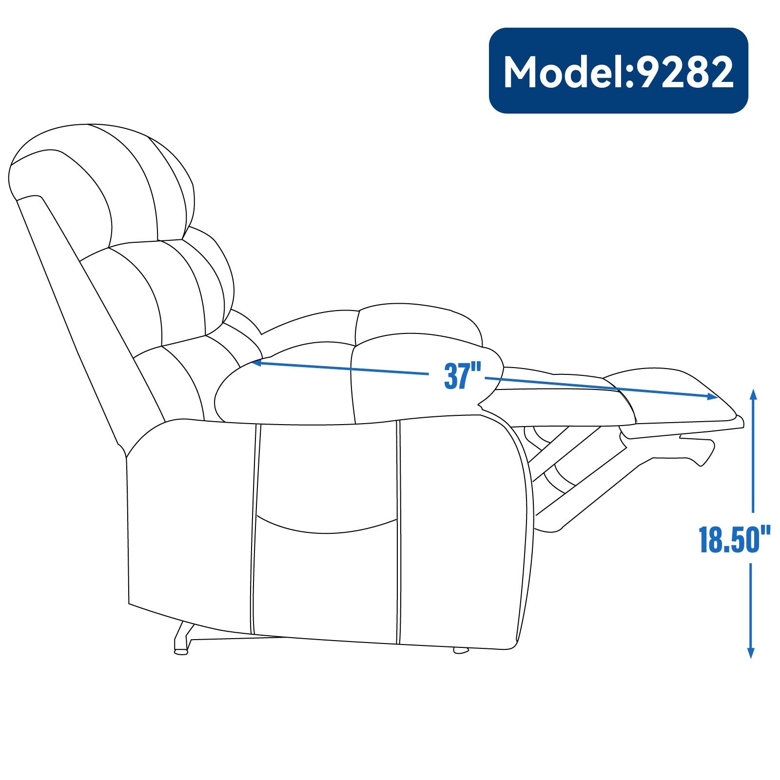 Fauteuil inclinable électrique surdimensionné à deux moteurs, positions infinies, avec massage en 8 points et chauffage lombaire, télécommande électrique