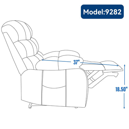 Fauteuil inclinable électrique surdimensionné à deux moteurs, positions infinies, avec massage en 8 points et chauffage lombaire, télécommande électrique