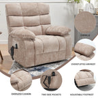 Fauteuil inclinable électrique surdimensionné à deux moteurs, positions infinies, avec massage en 8 points et chauffage lombaire, télécommande électrique