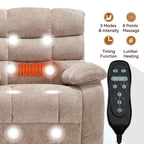 Fauteuil inclinable électrique surdimensionné à deux moteurs, positions infinies, avec massage en 8 points et chauffage lombaire, télécommande électrique