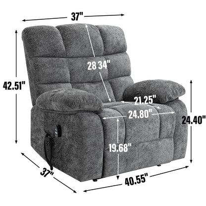 Fauteuil inclinable électrique surdimensionné à deux moteurs, positions infinies, avec massage en 8 points et chauffage lombaire, télécommande électrique
