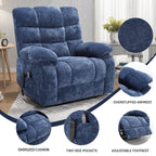 Fauteuil inclinable électrique surdimensionné à deux moteurs, positions infinies, avec massage en 8 points et chauffage lombaire, télécommande électrique