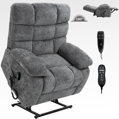Fauteuil inclinable électrique surdimensionné à deux moteurs, positions infinies, avec massage en 8 points et chauffage lombaire, télécommande électrique