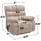 Fauteuil inclinable électrique surdimensionné à deux moteurs, positions infinies, avec massage en 8 points et chauffage lombaire, télécommande électrique