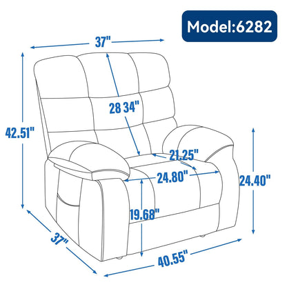 Fauteuil inclinable électrique surdimensionné à deux moteurs, positions infinies, avec massage en 8 points et chauffage lombaire, télécommande électrique