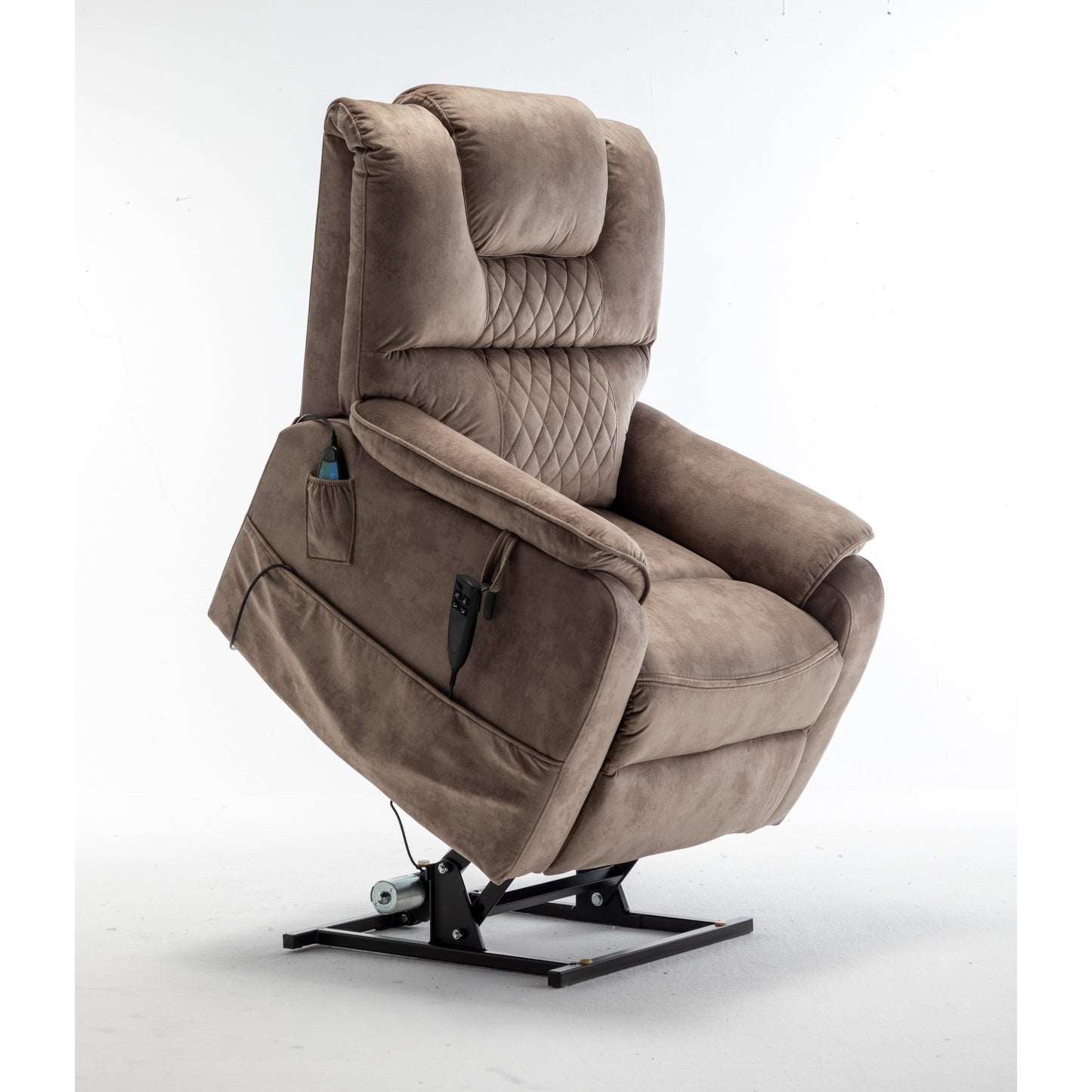 Fauteuil inclinable électrique surdimensionné avec moteur OKIN, inclinaison infinie jusqu'à 180°, siège extra-large et rangement latéral pratique