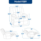 Fauteuil inclinable surdimensionné en tissu avec fonction pivotante et basculante à 360°, commande manuelle pour un confort maximal