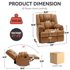 Fauteuil inclinable surdimensionné en tissu avec fonction pivotante et basculante à 360°, commande manuelle pour un confort maximal