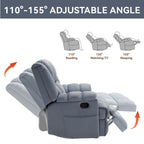 Fauteuil inclinable surdimensionné en tissu avec fonction pivotante et basculante à 360°, commande manuelle pour un confort maximal