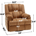 Fauteuil inclinable surdimensionné en tissu avec fonction pivotante et basculante à 360°, commande manuelle pour un confort maximal