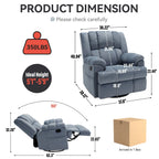 Fauteuil inclinable surdimensionné en tissu avec fonction pivotante et basculante à 360°, commande manuelle pour un confort maximal
