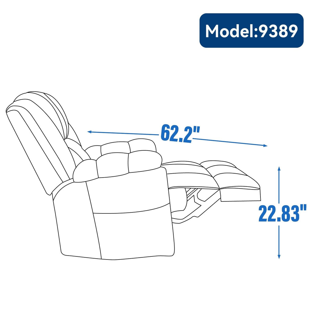Fauteuil inclinable surdimensionné en tissu avec fonction pivotante et basculante à 360°, commande manuelle pour un confort maximal