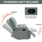 Fauteuil inclinable surdimensionné en tissu avec fonction pivotante et basculante à 360°, commande manuelle pour un confort maximal