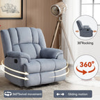 Fauteuil inclinable surdimensionné en tissu avec fonction pivotante et basculante à 360°, commande manuelle pour un confort maximal