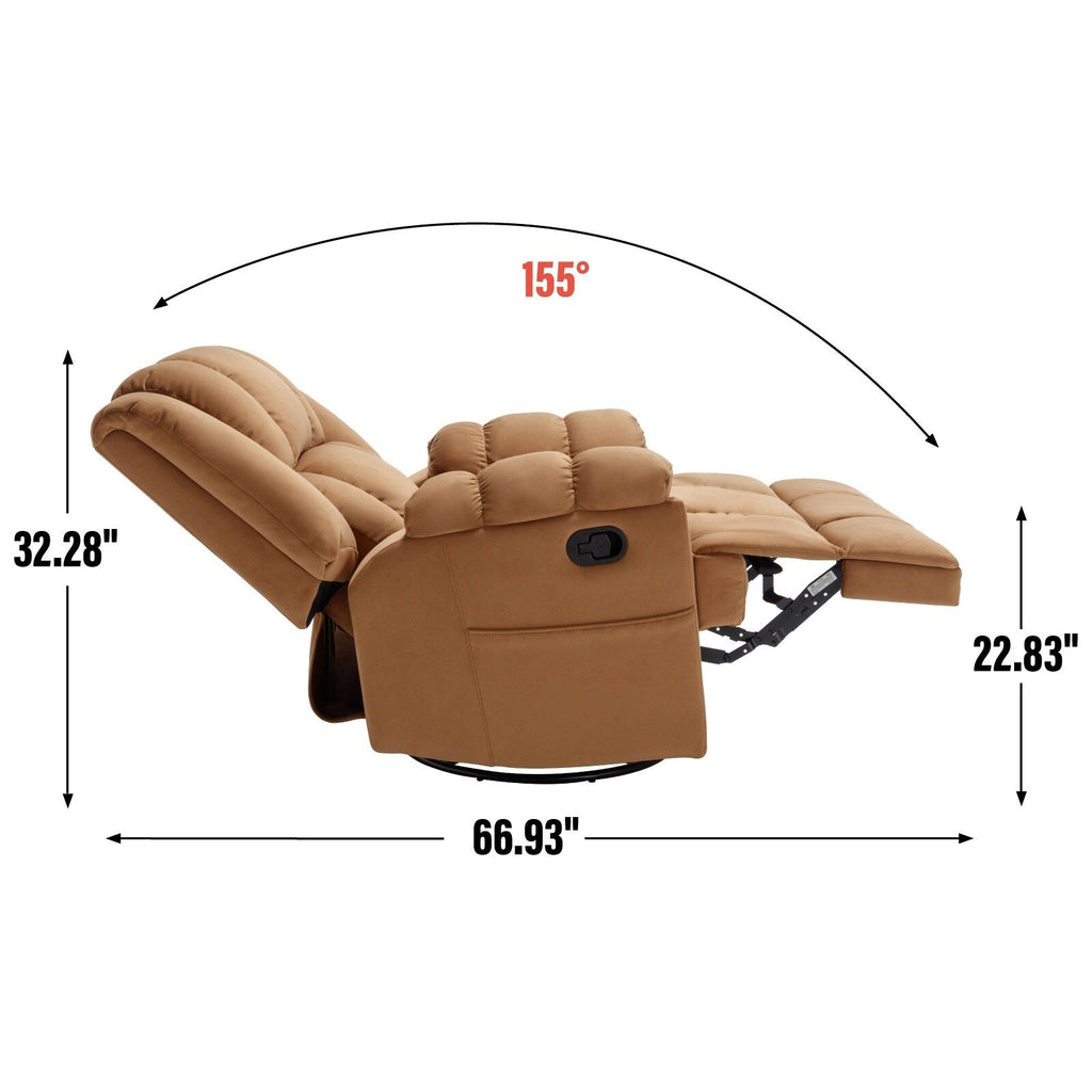 Fauteuil inclinable surdimensionné en tissu avec fonction pivotante et basculante à 360°, commande manuelle pour un confort maximal