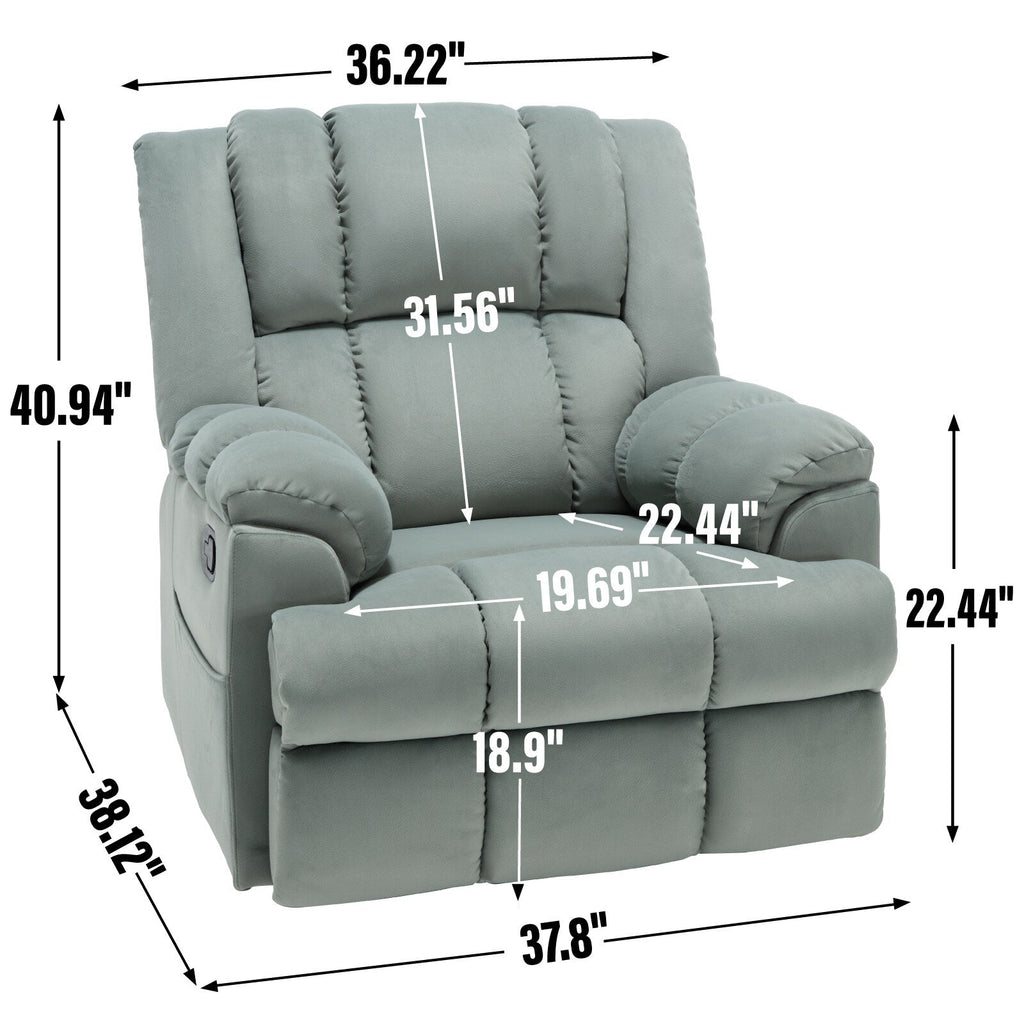 Fauteuil inclinable surdimensionné en tissu avec fonction pivotante et basculante à 360°, commande manuelle pour un confort maximal